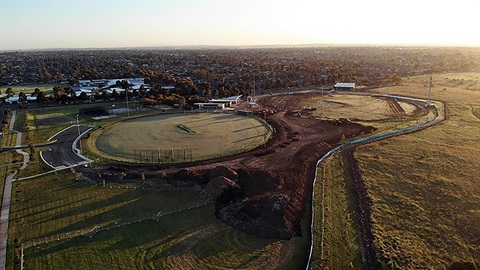 Aerial shot of works at Burnside Heights oval