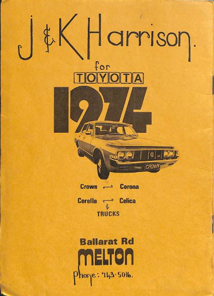 1974 add of JK Harrsion car dealer with a holden